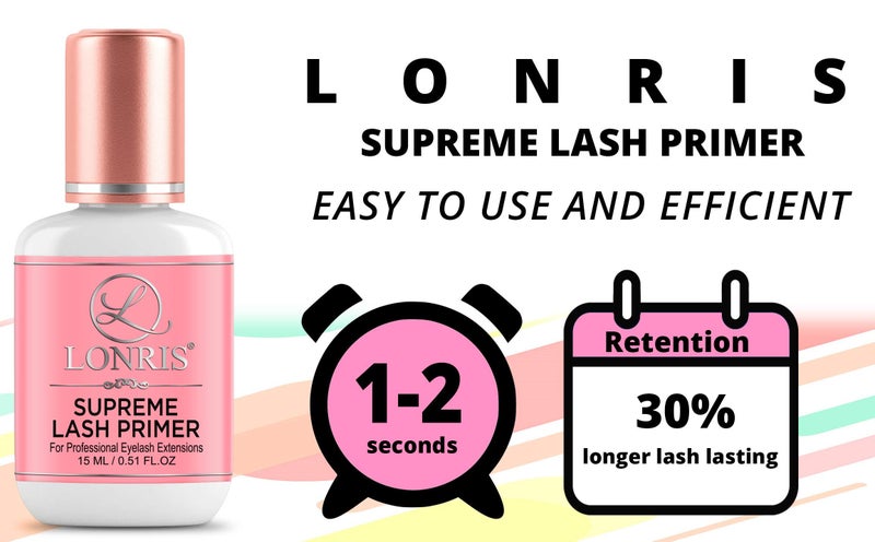 LONRIS Eyelash Extension Primer - 30% BETTER RETENTION - Lonris Cleanser 15 ml/Protein Oil Remover/Increase Adhesive Bonding Power/Pre-treatment for Individual Semi-Permanent Extensions Glue Supplies - Image 2
